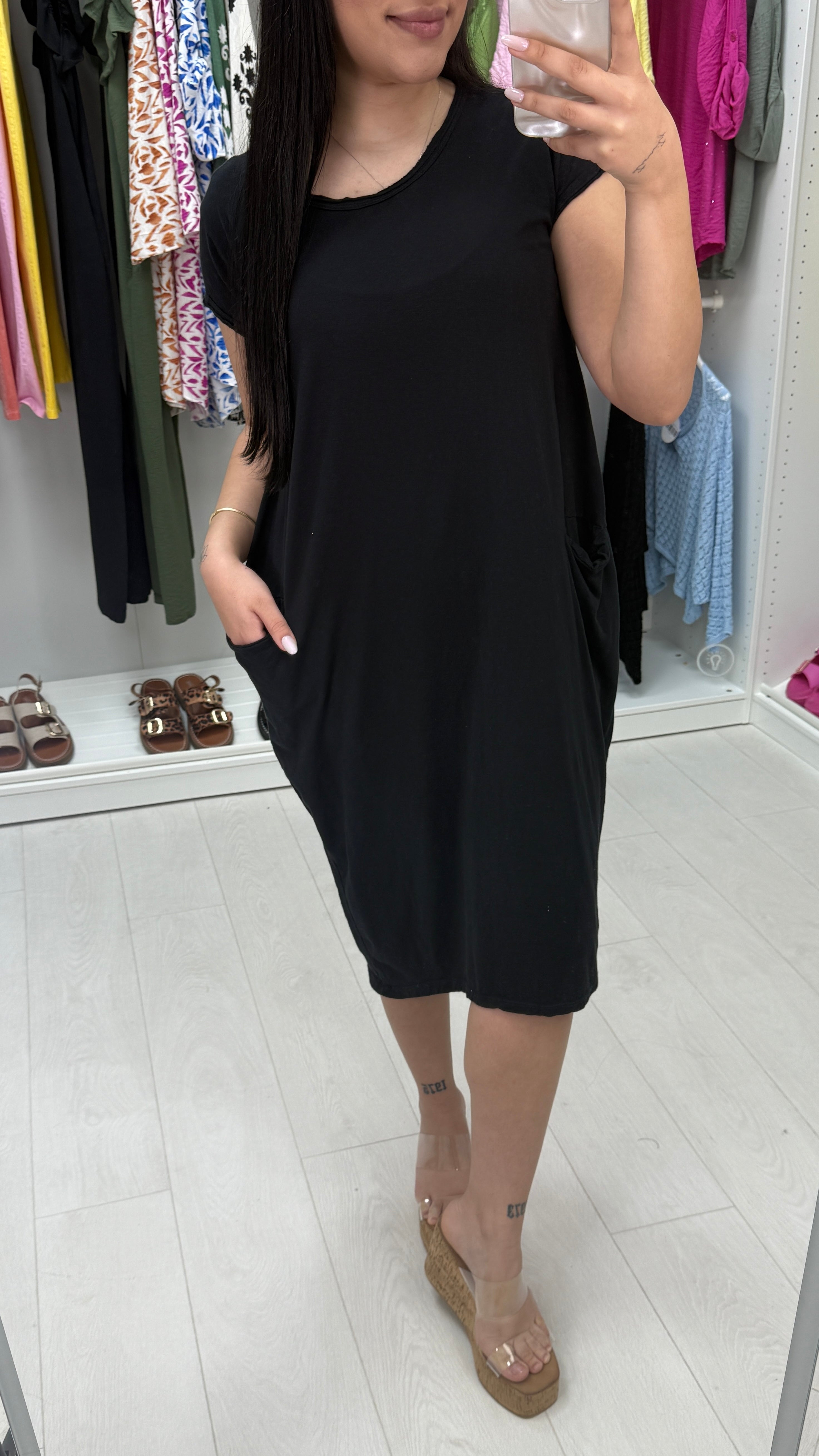 Bambina Plain Pocket Midi Dress