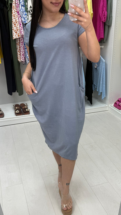 Bambina Plain Pocket Midi Dress