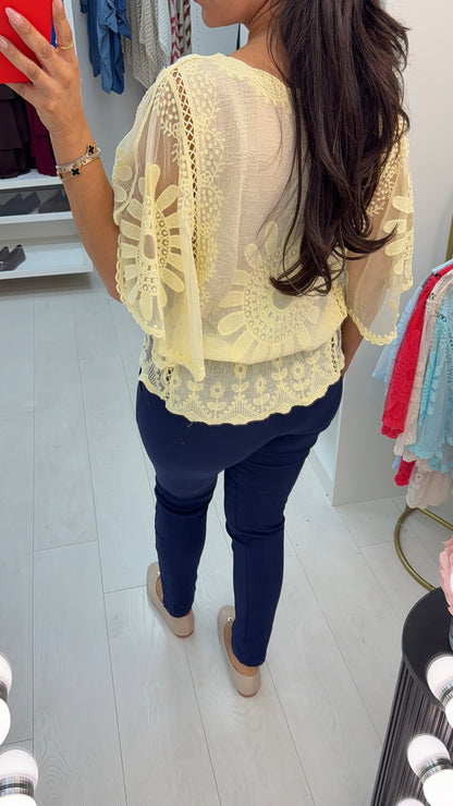 Izobel Embroidery Detailed Batwing Sleeve Blouse