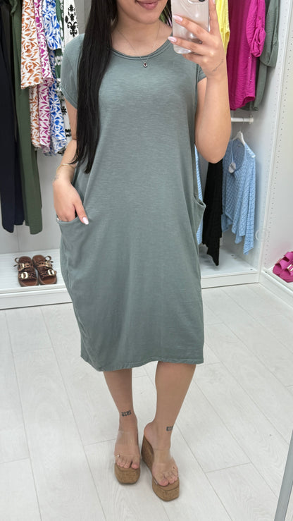 Bambina Plain Pocket Midi Dress
