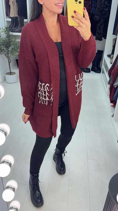 Anne-Marie Textured Pocket Open Front Cardigan