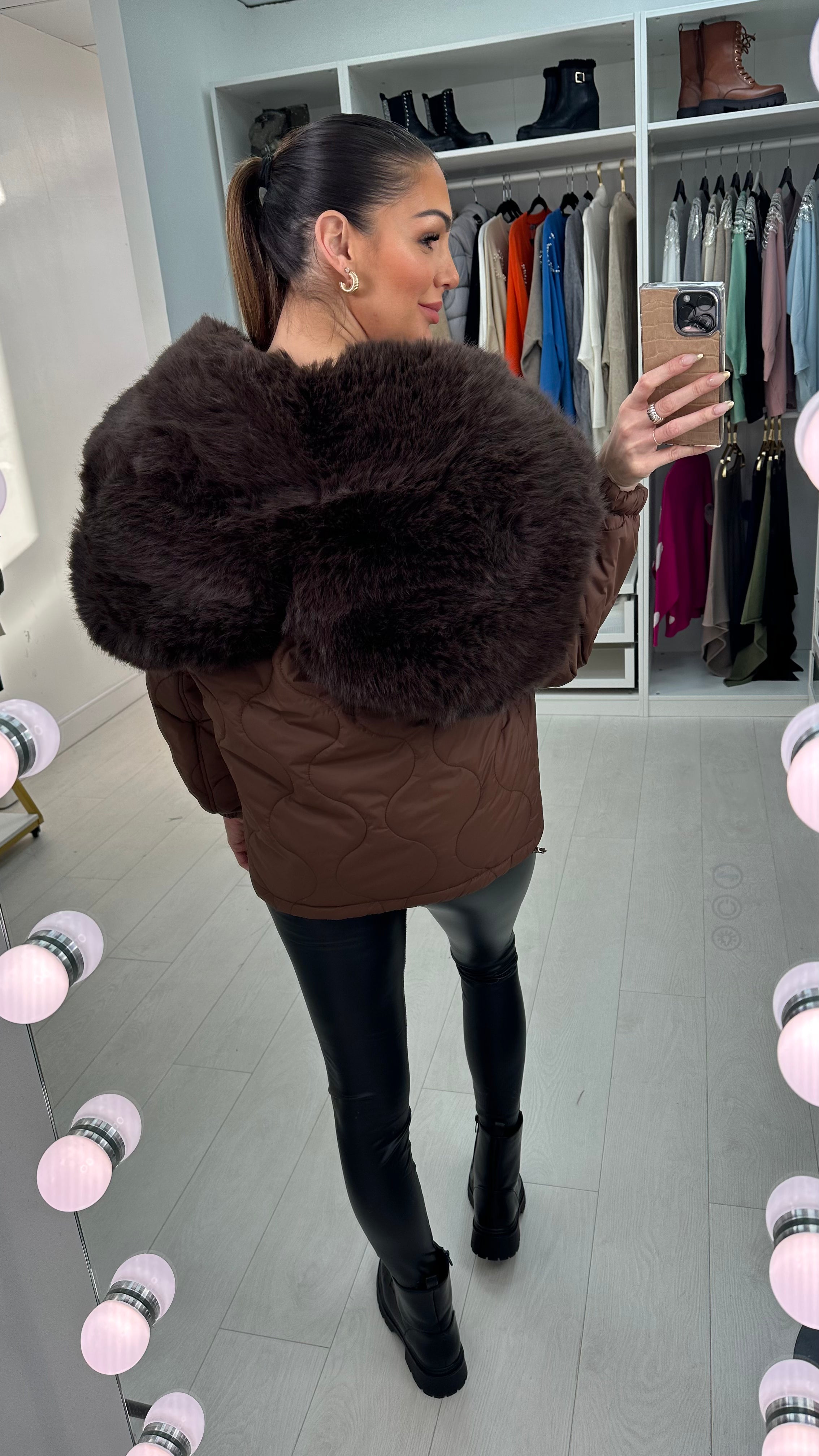 Kendra Chocolate Oversized Luxury Faux Fur Lined Coat