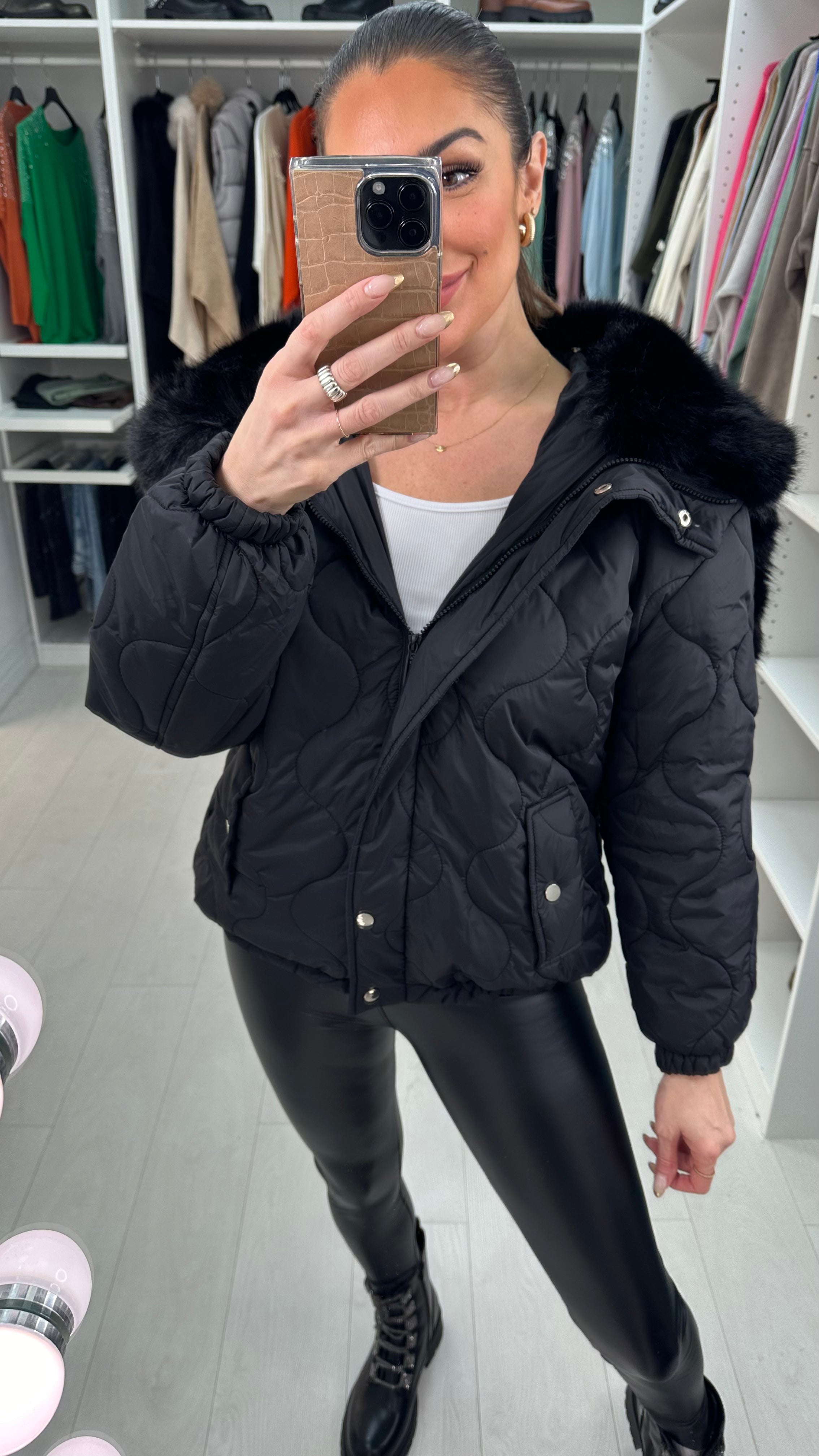 Kendra Black Oversized Luxury Faux Fur Lined Coat