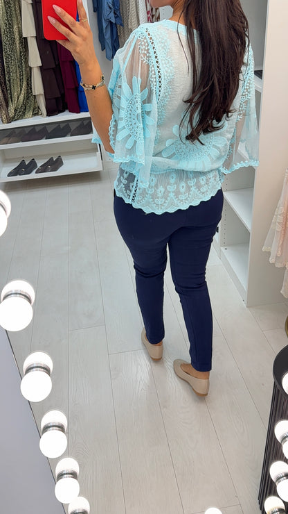 Izobel Embroidery Detailed Batwing Sleeve Blouse