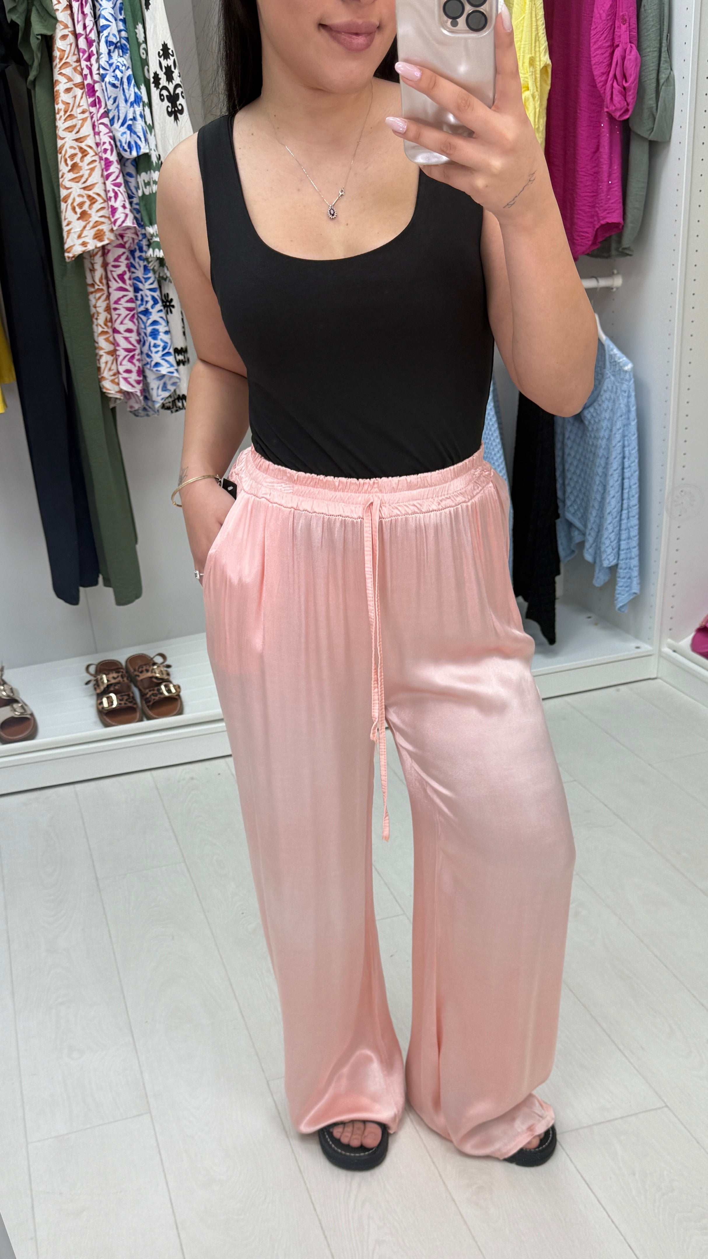 Hope Elasticated Plain Satin Trousers