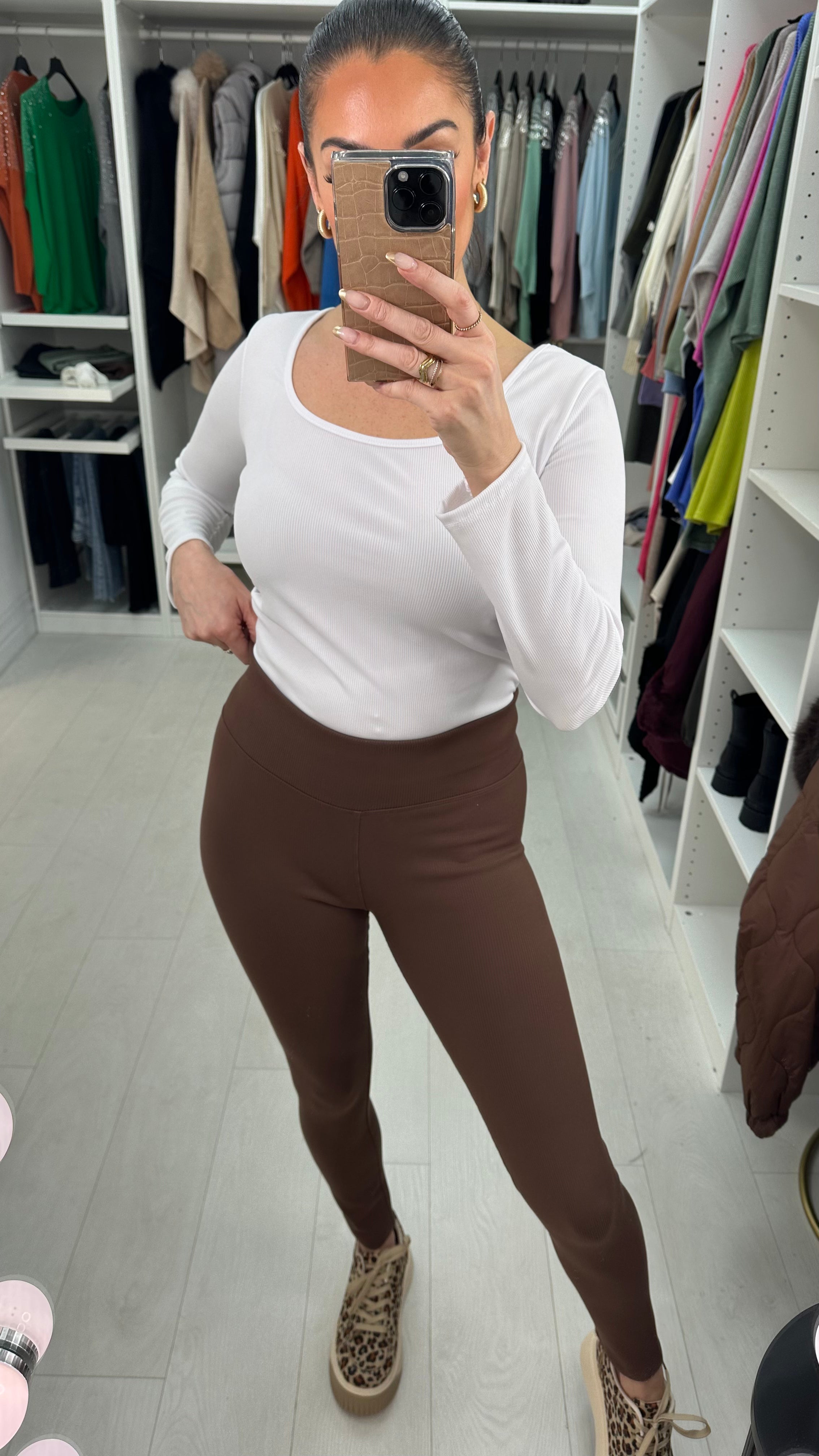 Anika Chocolate Thermal Ribbed Leggings