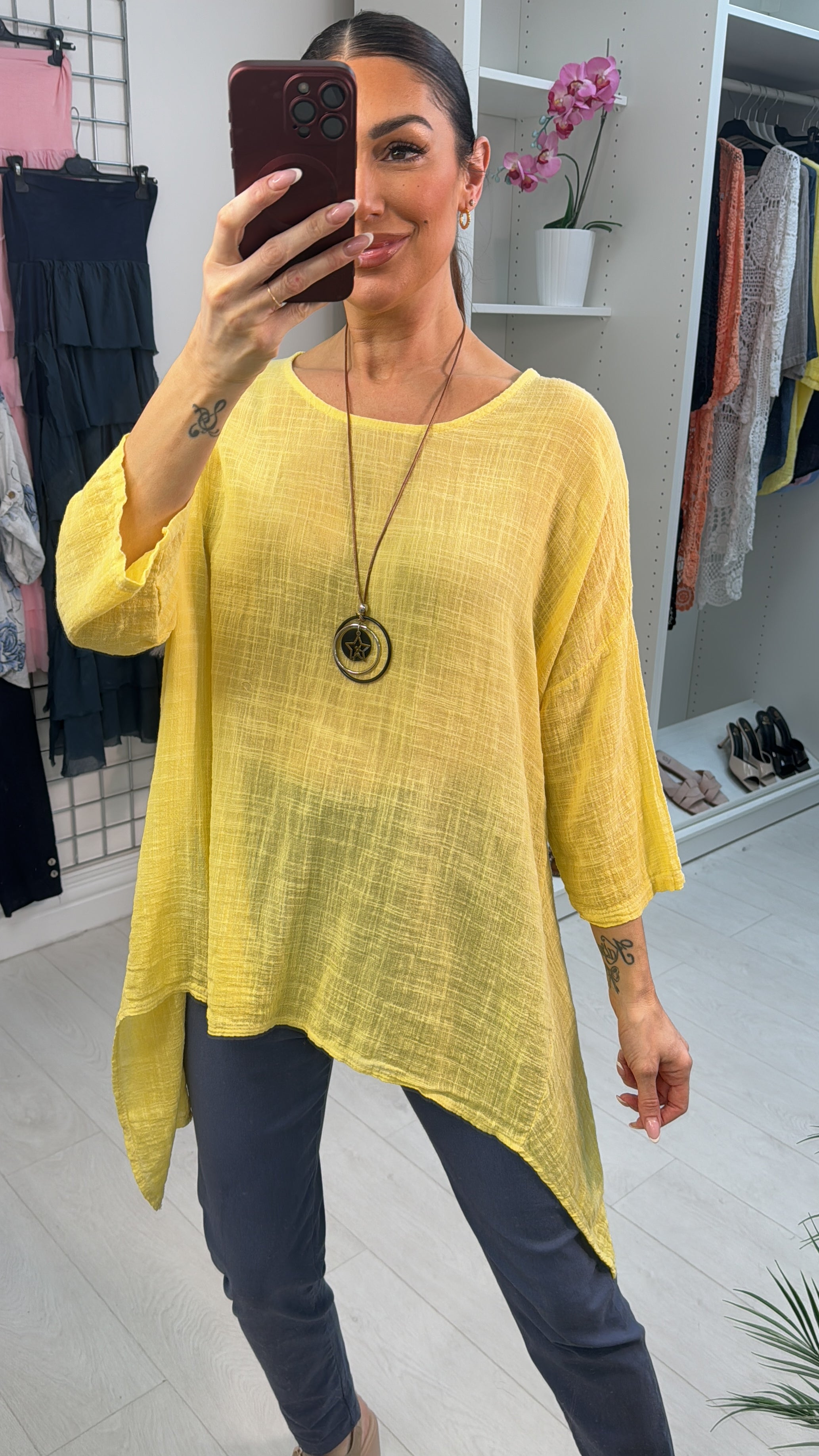 Camila Plain Necklace Loose Fit Top