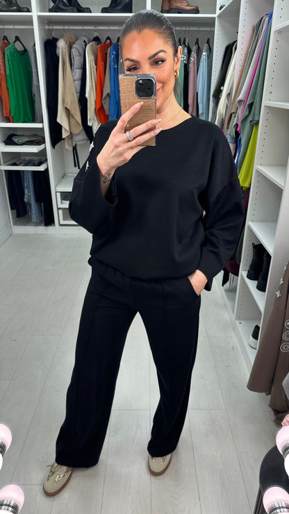 Rosalind Plain Embellished Shoulder Co-Ord Set