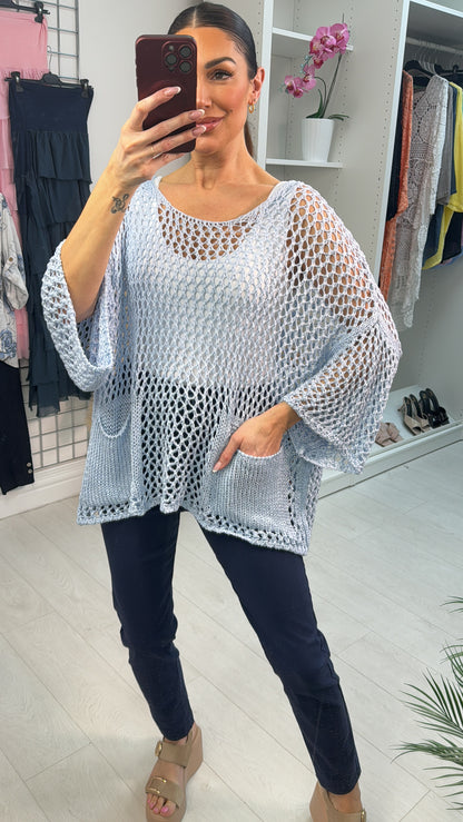 Melia Pocket Front Loose Fit Crochet Top