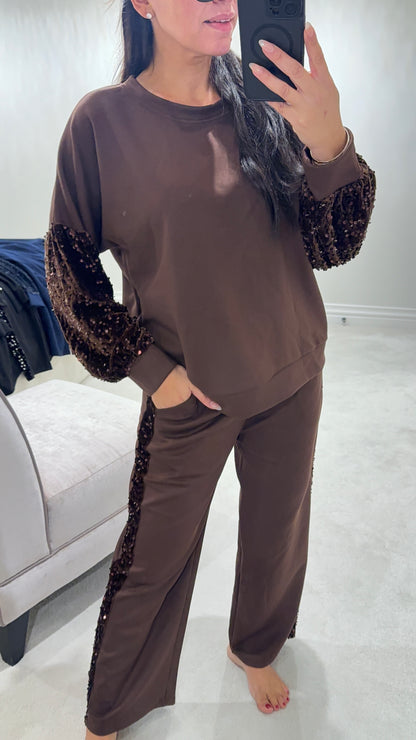 Tarin Sequin Detail Loungewear Set