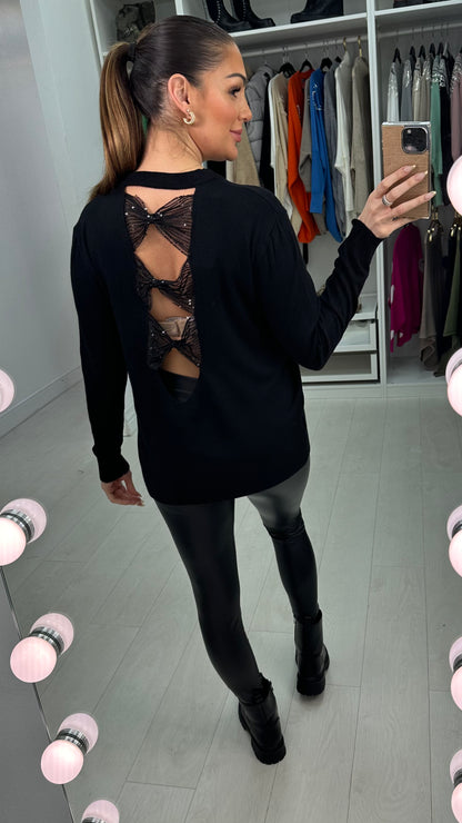 Hepburn Bow Back Cut Out Jumper