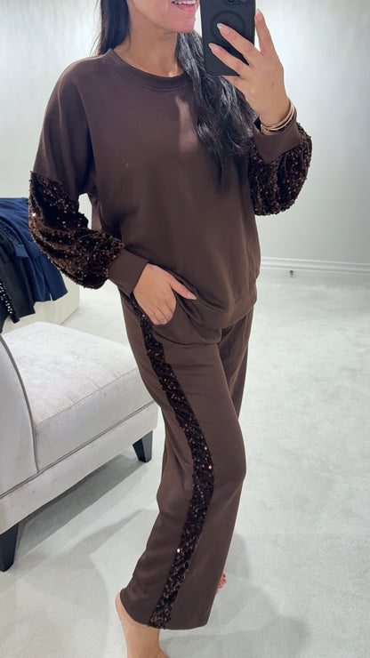 Tarin Sequin Detail Loungewear Set