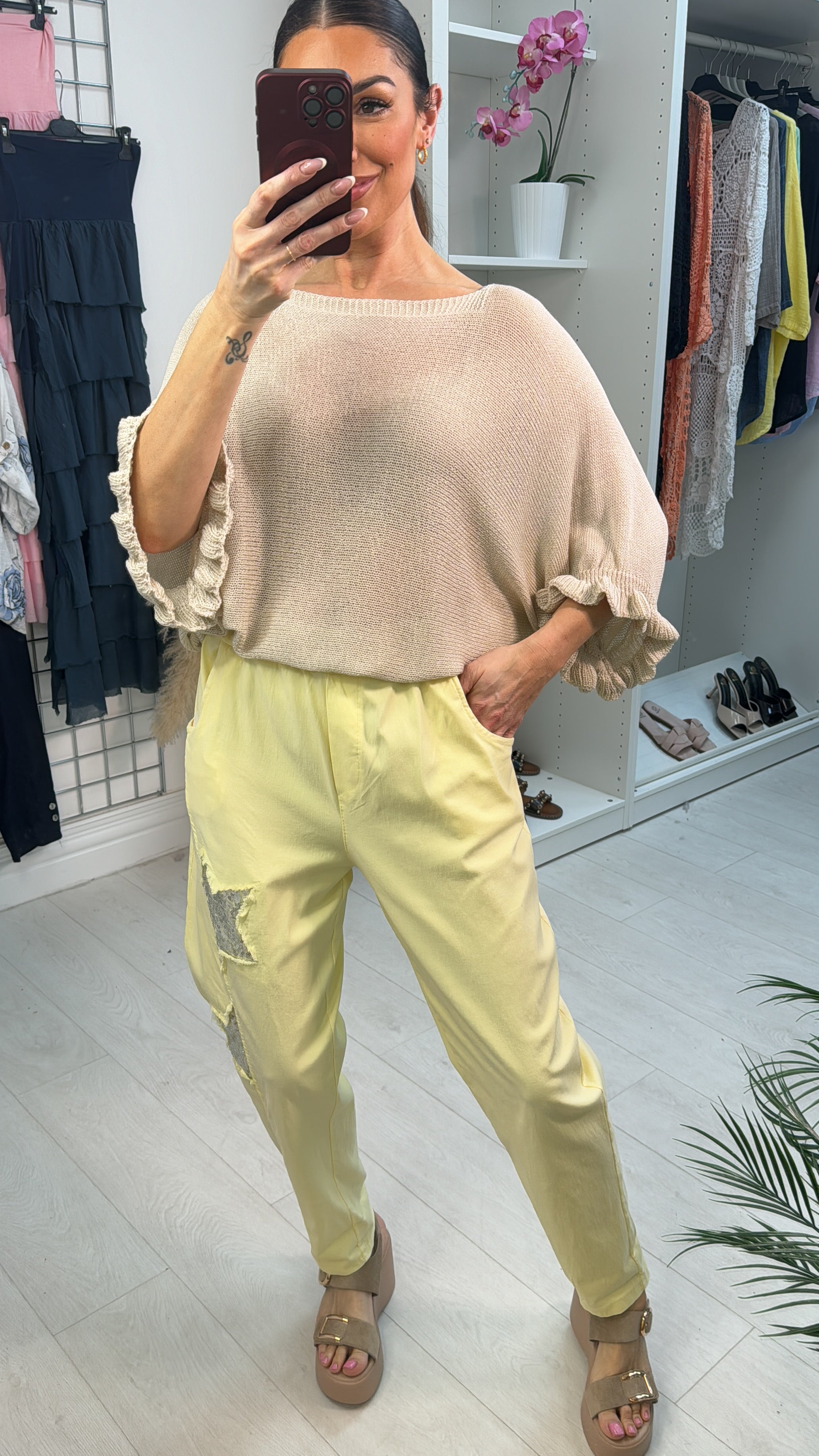 Harvie Plain Sequin Star Detail Magic Joggers