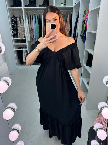 Priya Balloon Sleeve Smock Maxi Dress