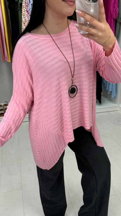 Akira Plain Asymmetric Thin Knit Top