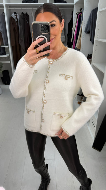 Elin Embellished Trim Super Soft Cardigan