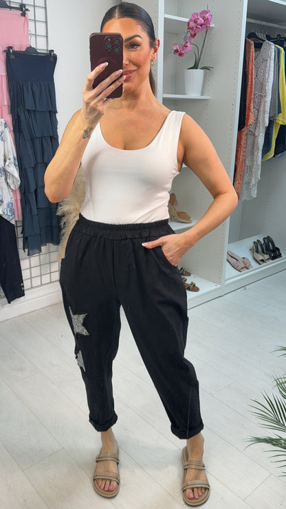 Harvie Plain Sequin Star Detail Magic Joggers