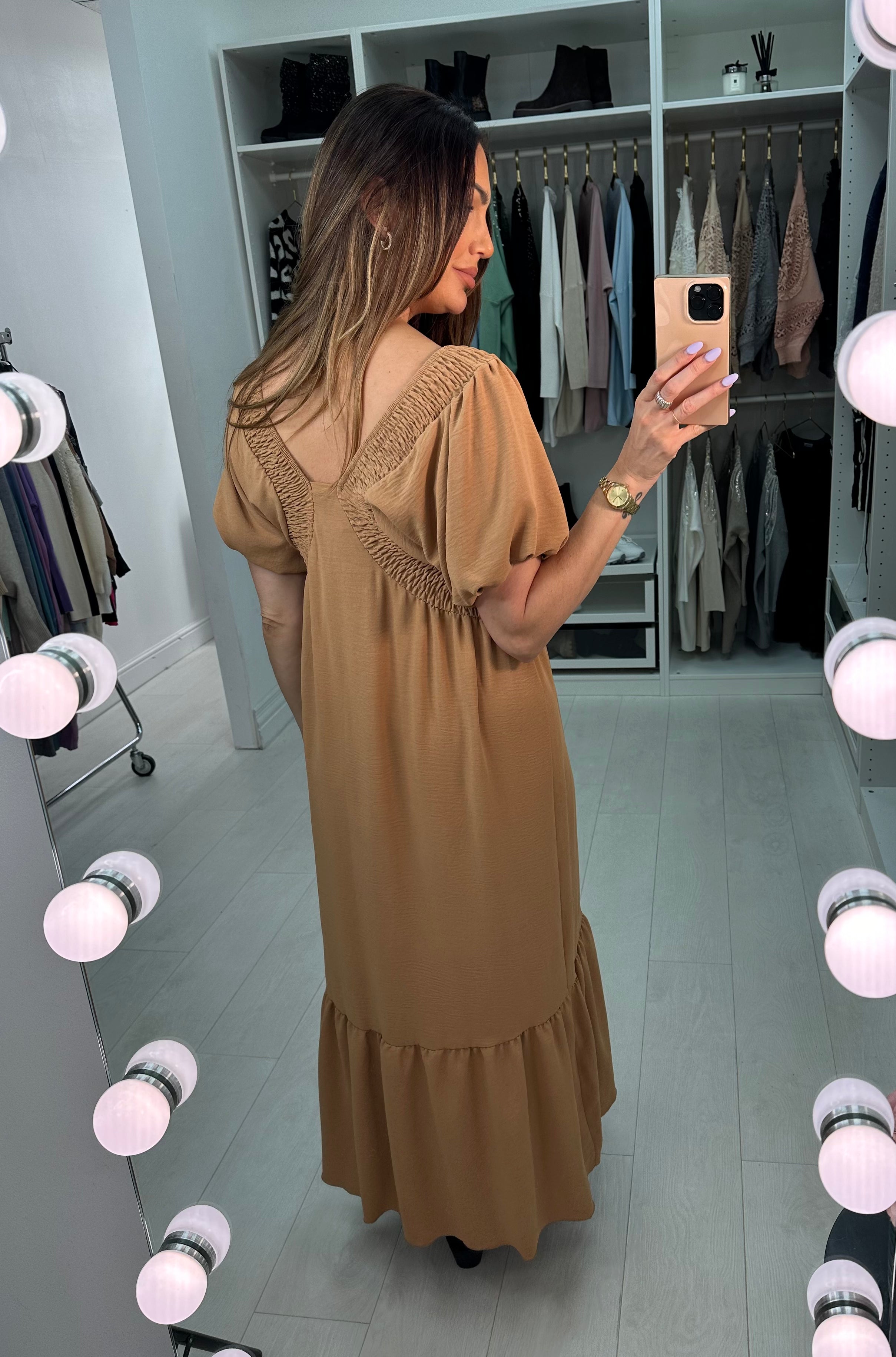 Priya Balloon Sleeve Smock Maxi Dress