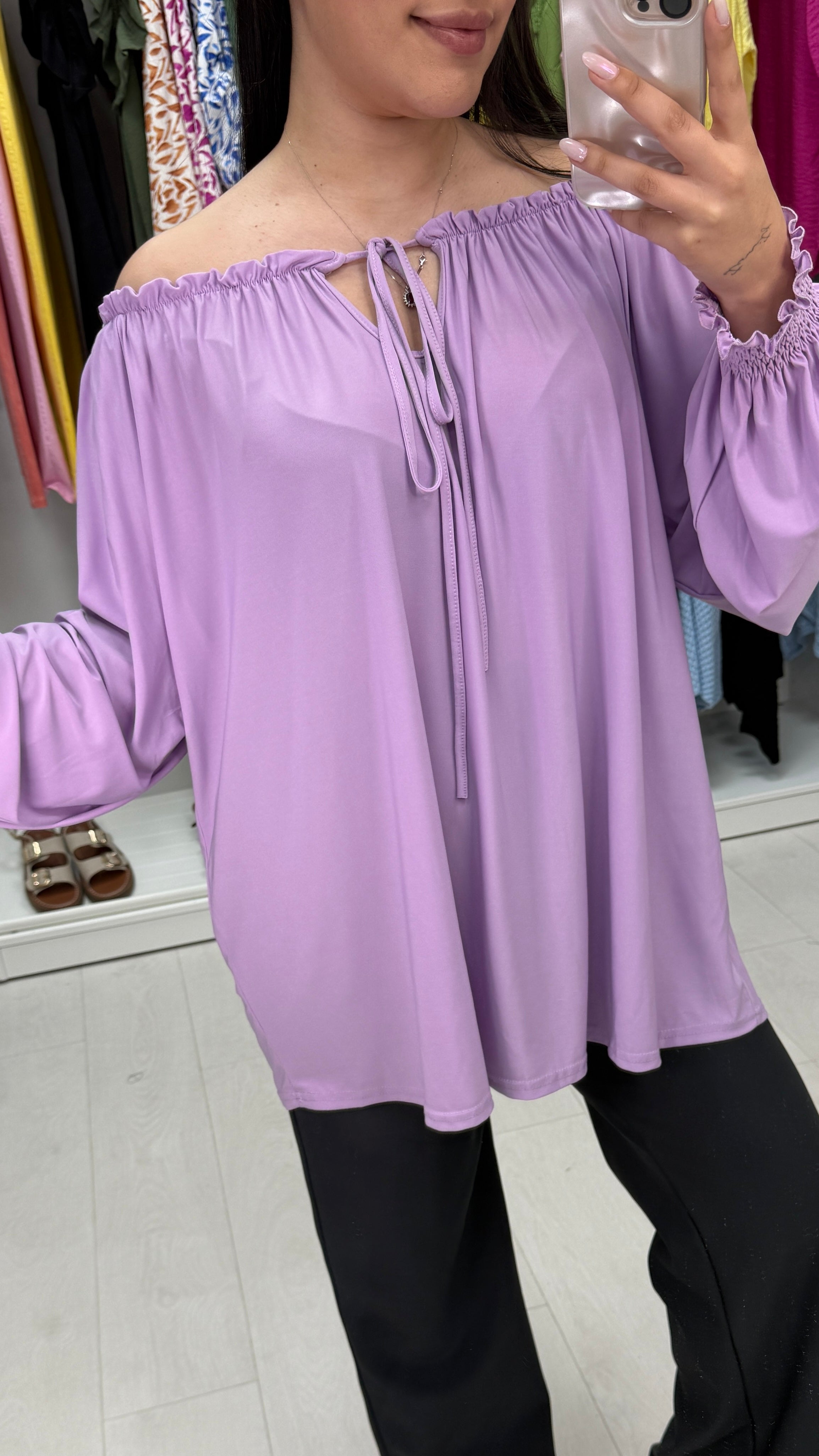 Teresa Plain Loose Fit Bardot Top