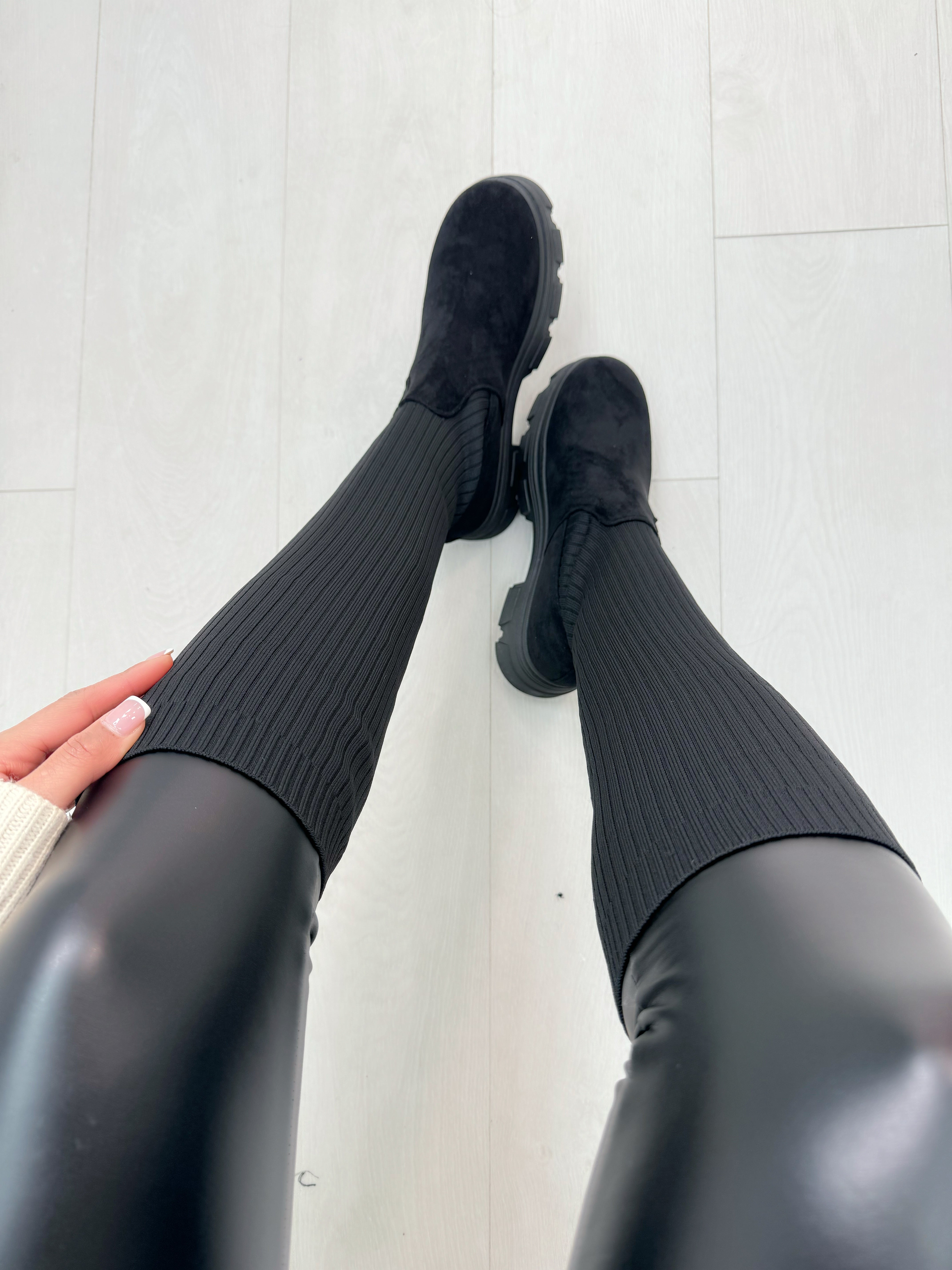 Cali Ribbed Sock Knee High Boots