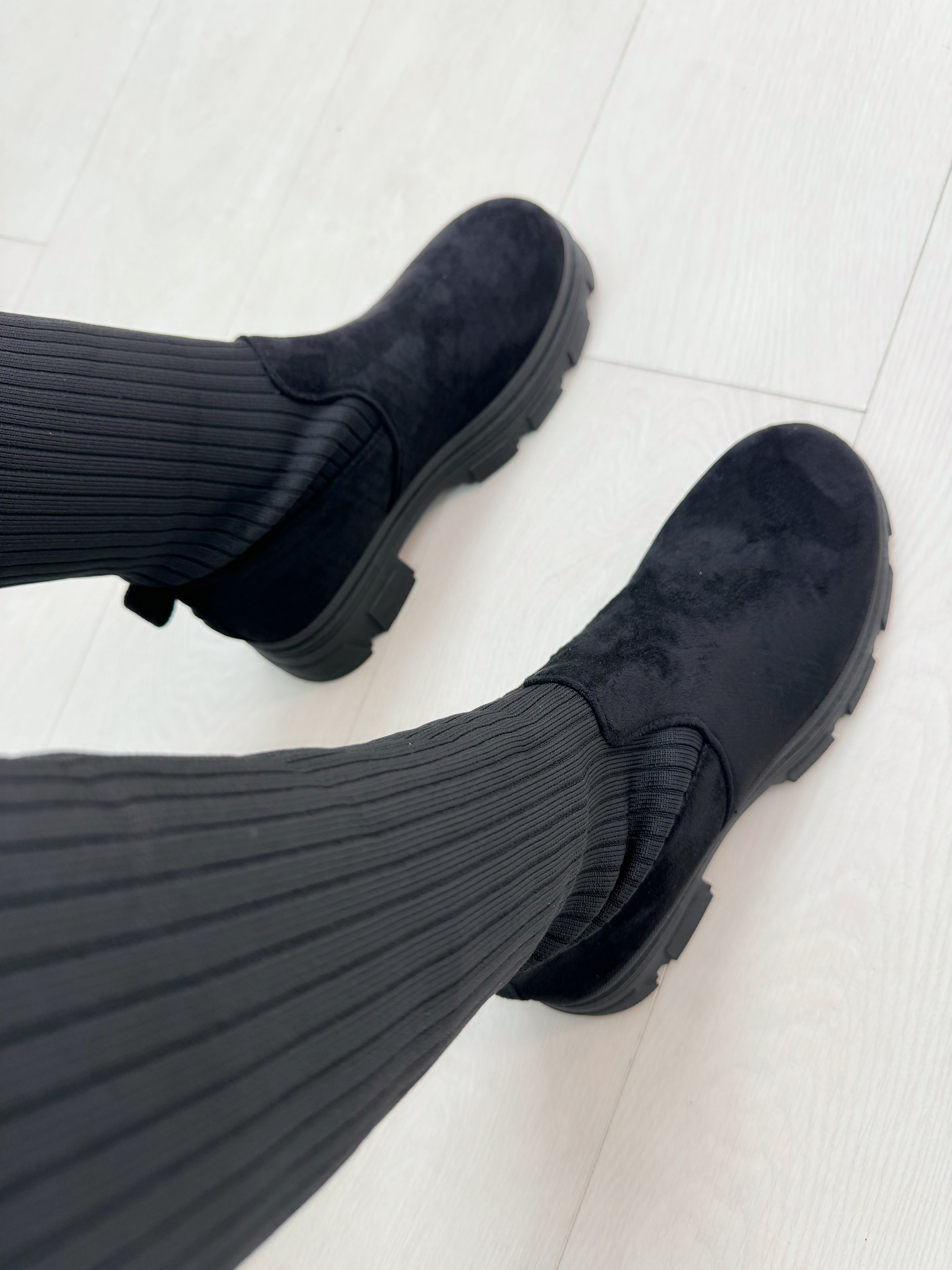 Cali Ribbed Sock Knee High Boots