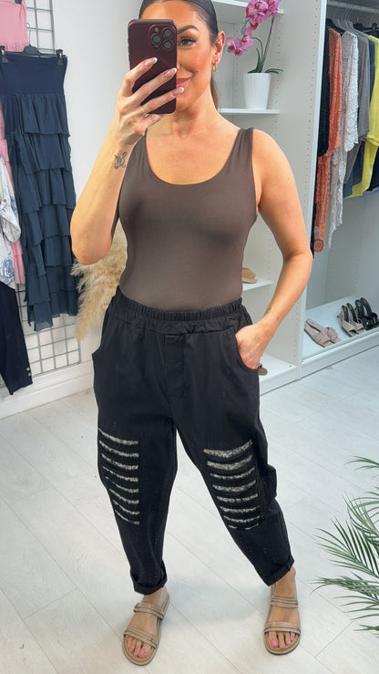 Lara Ripped Sequin Detail Magic Joggers