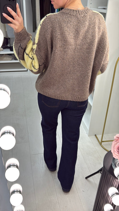 Nattie Argyle Print Chunky Jumper