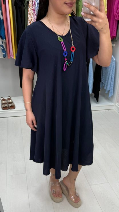 Amira Loose Fit Dress With Necklace