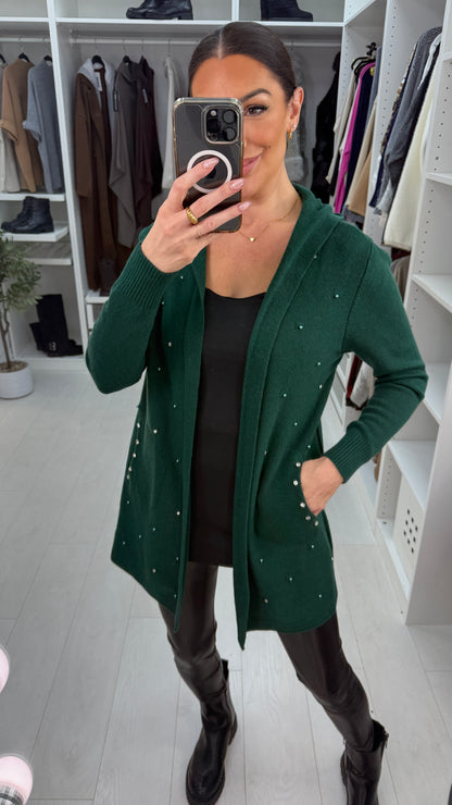 Doryn Plain Diamante Embellished Hooded Cardigan