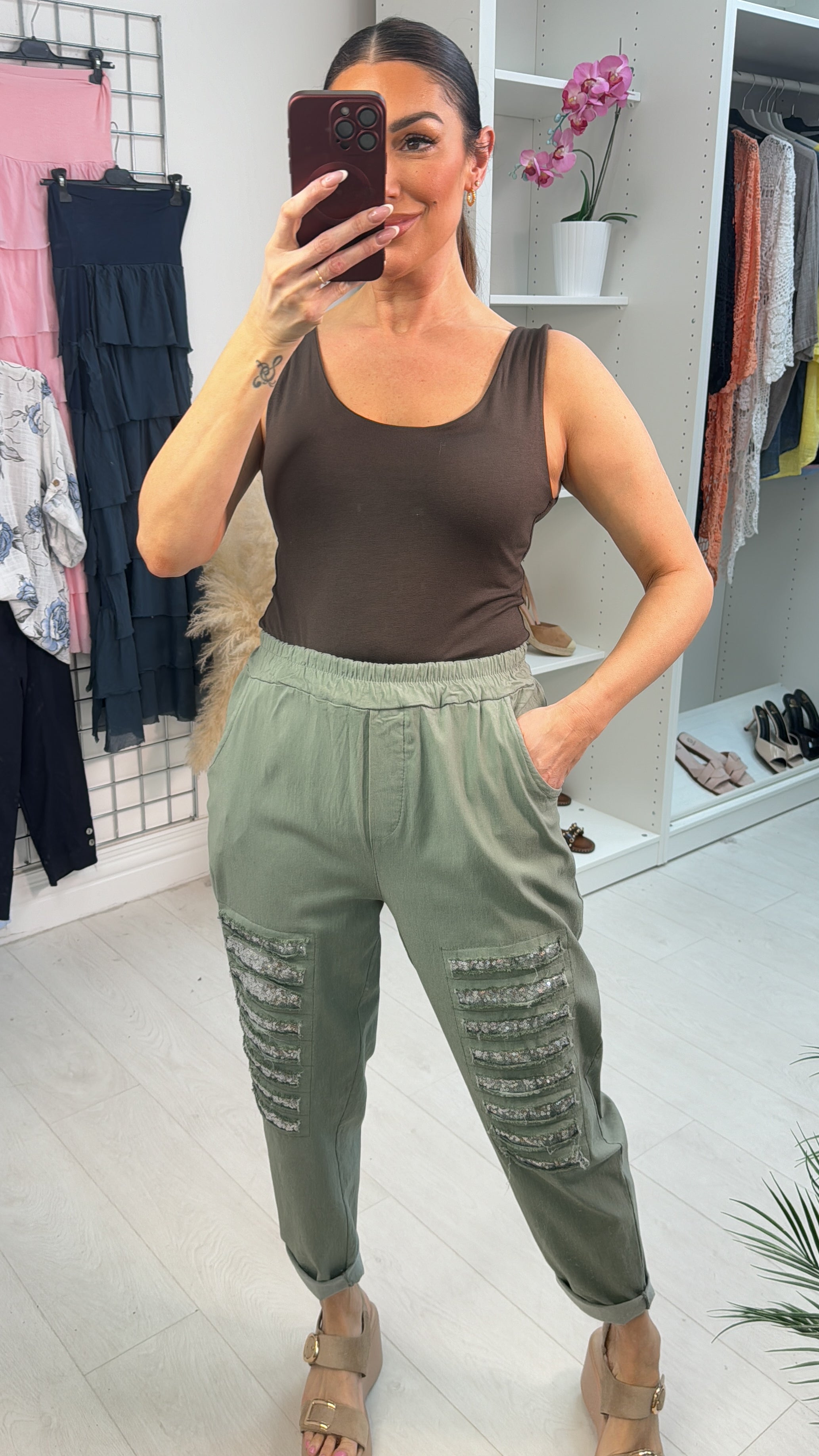 Lara Ripped Sequin Detail Magic Joggers