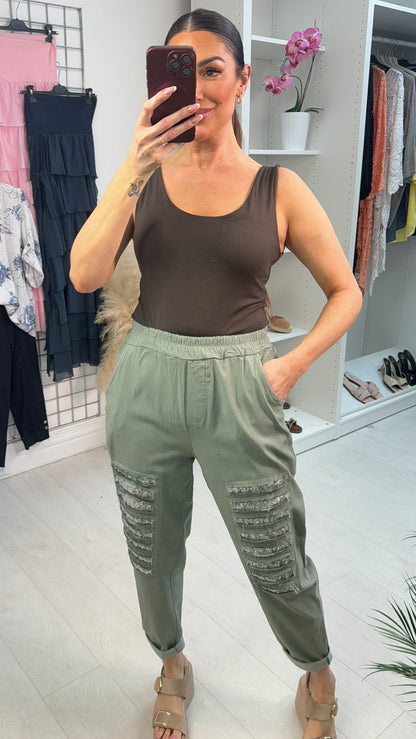 Lara Ripped Sequin Detail Magic Joggers