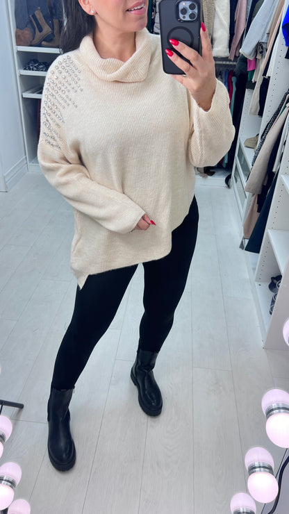 Xena Roll Neck Diamante Jumper