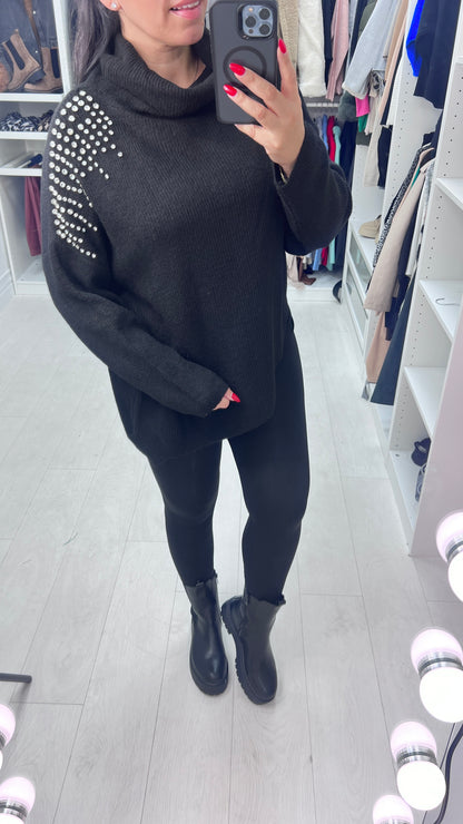 Xena Roll Neck Diamante Jumper