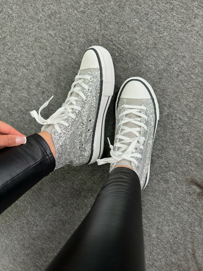 Yuna Sequin Detail Low Top Trainers
