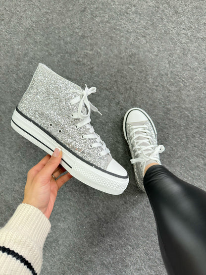 Yuna Sequin Detail Low Top Trainers