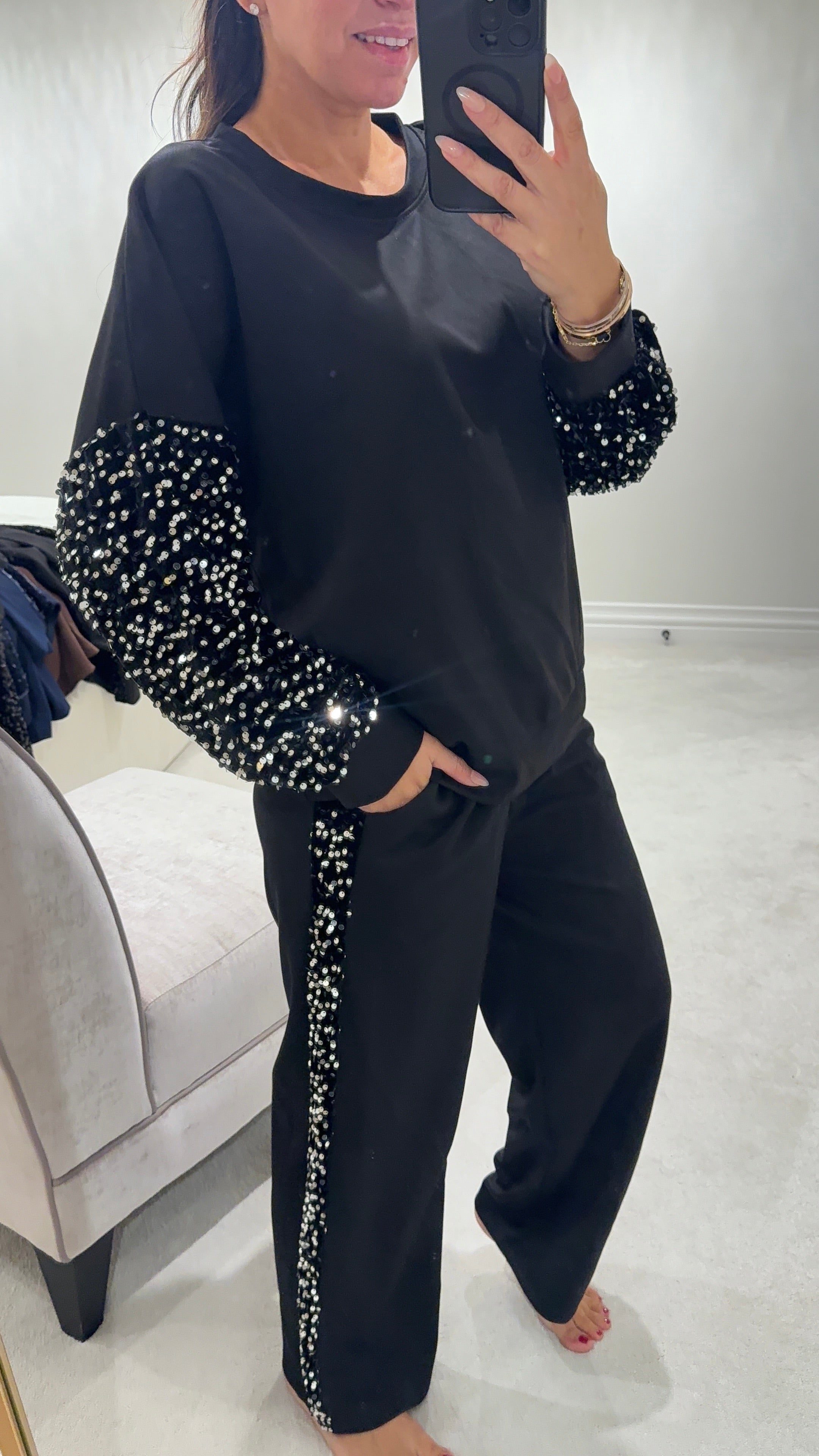 Tarin Sequin Detail Loungewear Set