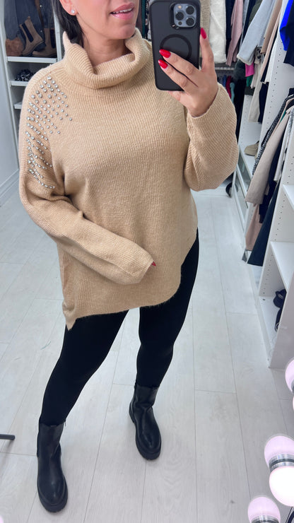 Xena Roll Neck Diamante Jumper