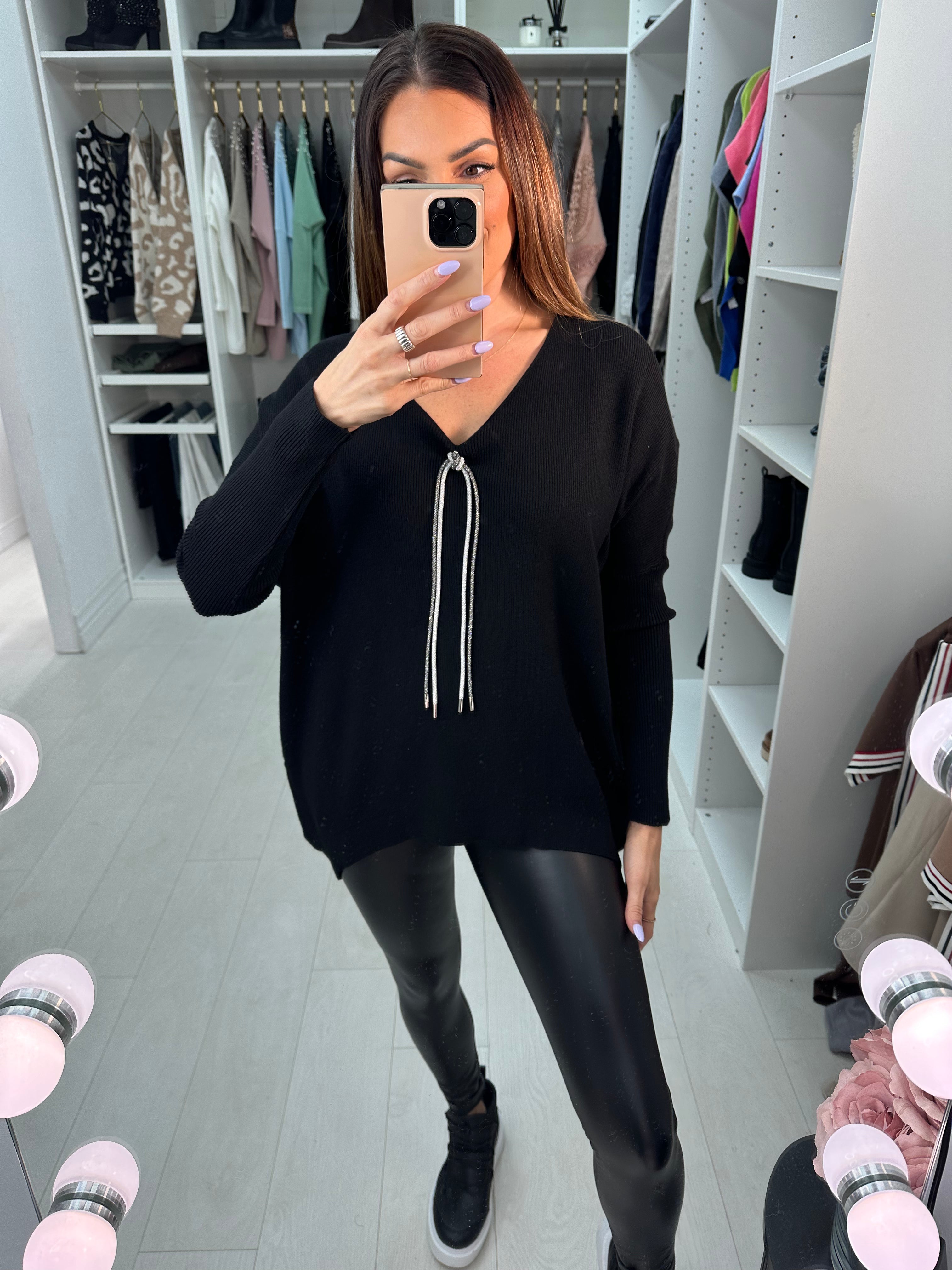 Flossie Lace And Front Diamante Bow Jumper