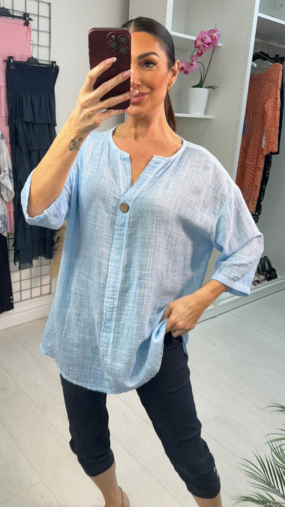 Gaia Plain V Neck Dipped Hem Loose Fit Top