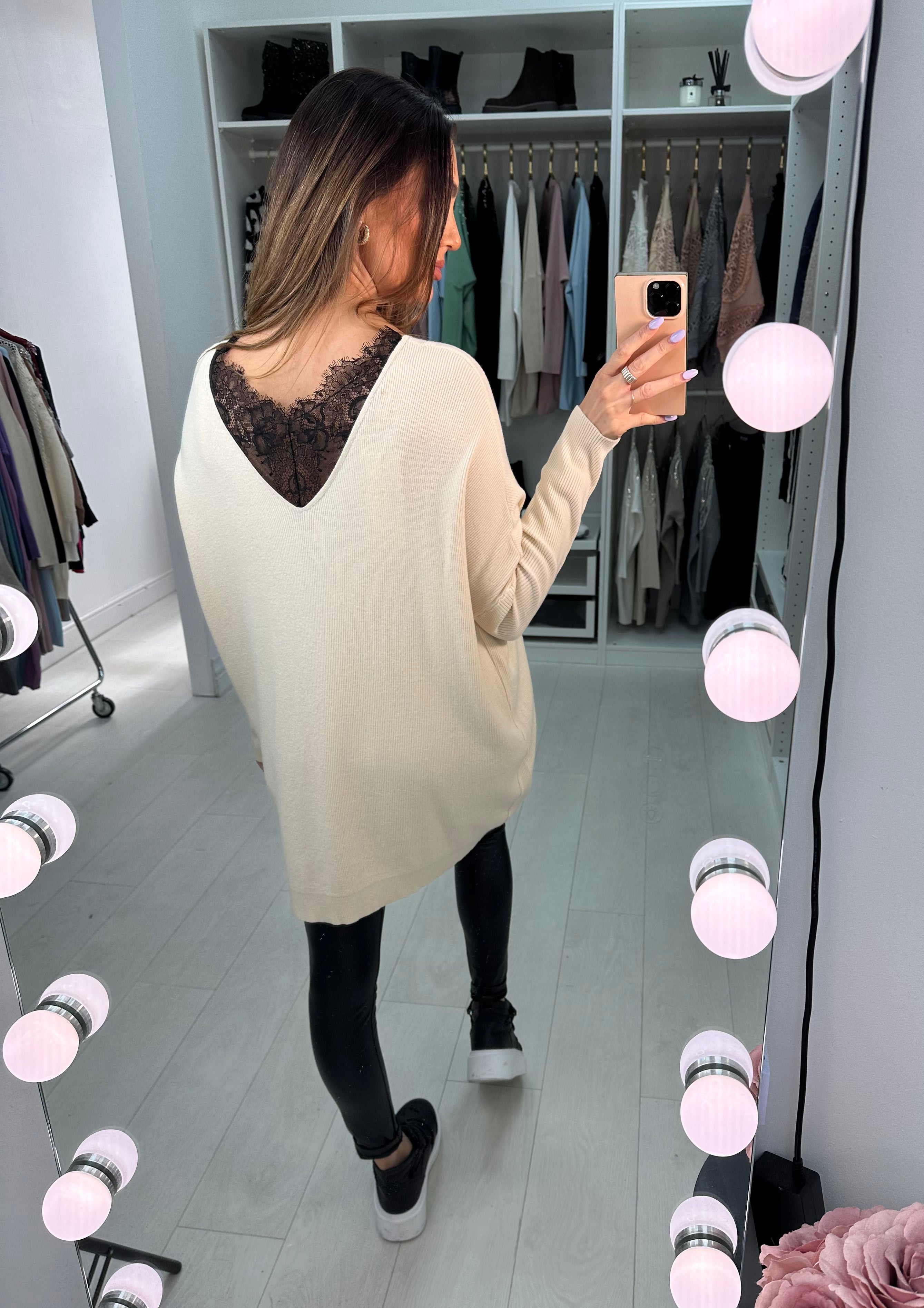 Flossie Lace And Front Diamante Bow Jumper