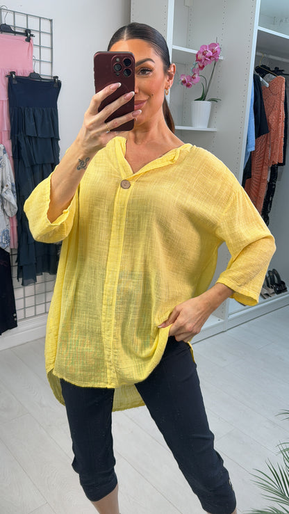 Gaia Plain V Neck Dipped Hem Loose Fit Top