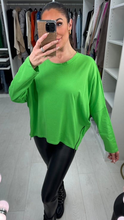 Etta Drop Shoulder Zip Detailed Top