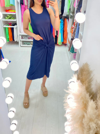 Luanna Oversized Drape Side Sleevless Jersey Dress