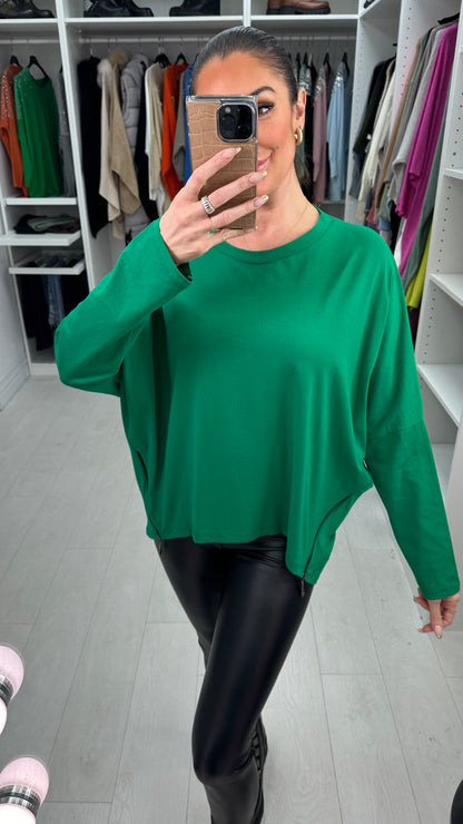 Etta Drop Shoulder Zip Detailed Top