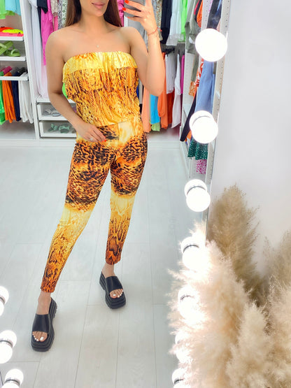 Benson Snake Print Ruffle Bandeau Jumpsuit