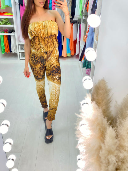 Benson Snake Print Ruffle Bandeau Jumpsuit