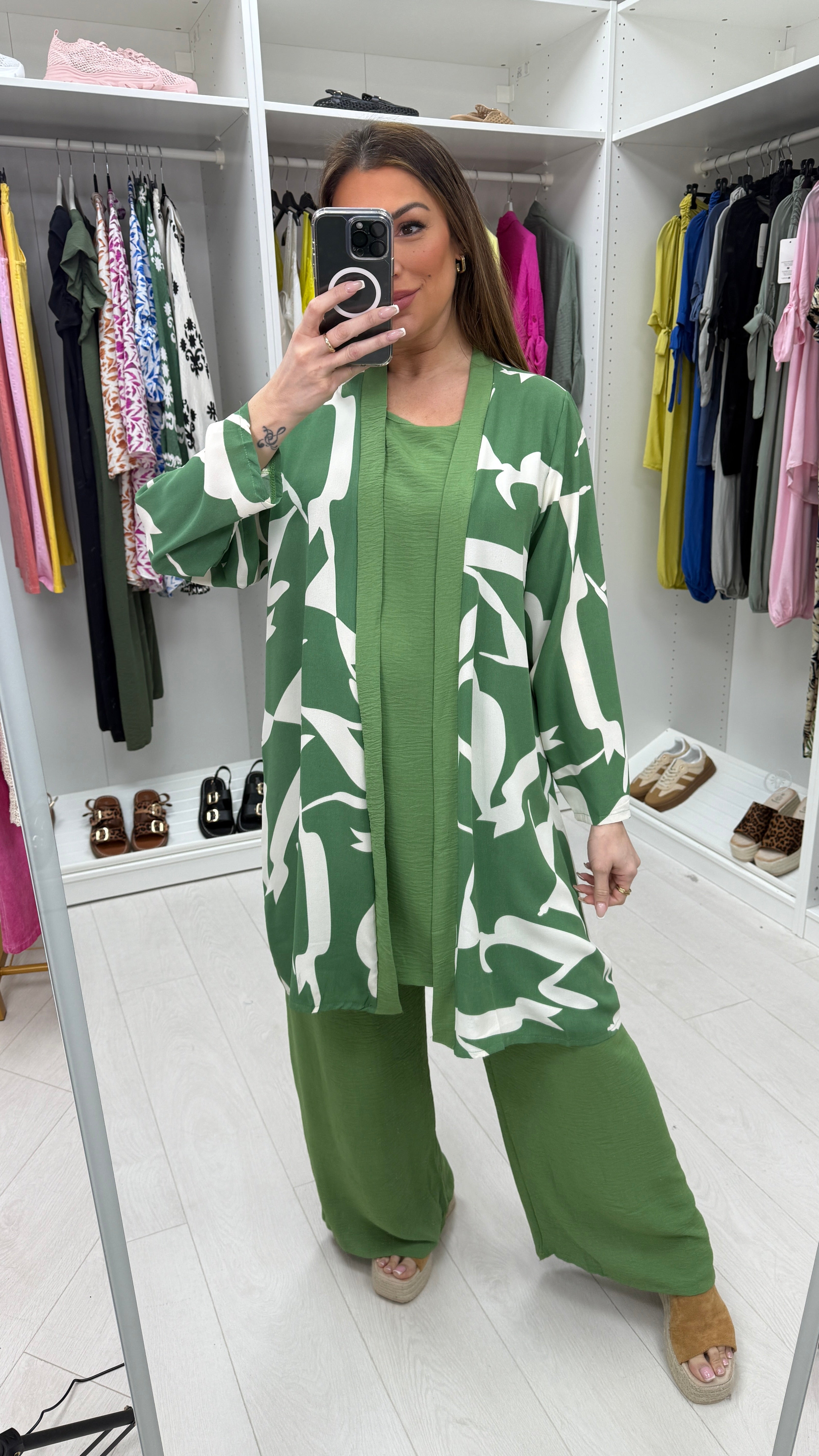 Anne Abstract Print 2-In-1 Kimono Co-Ord Set