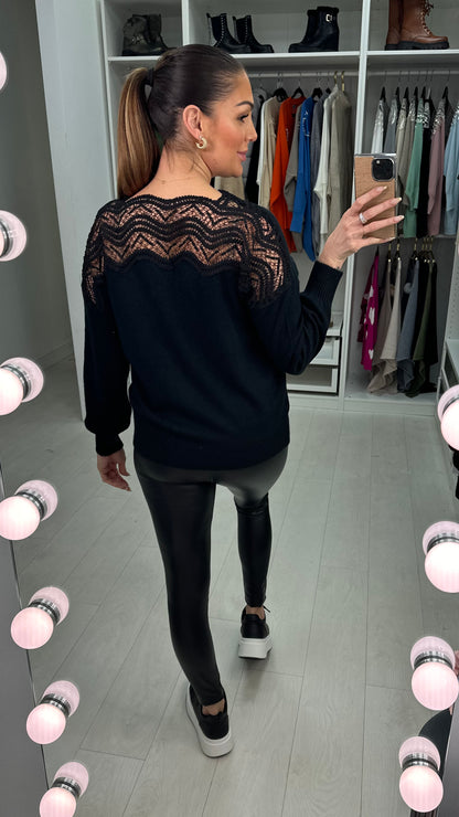 Vita Crochet Panel Back Jumper