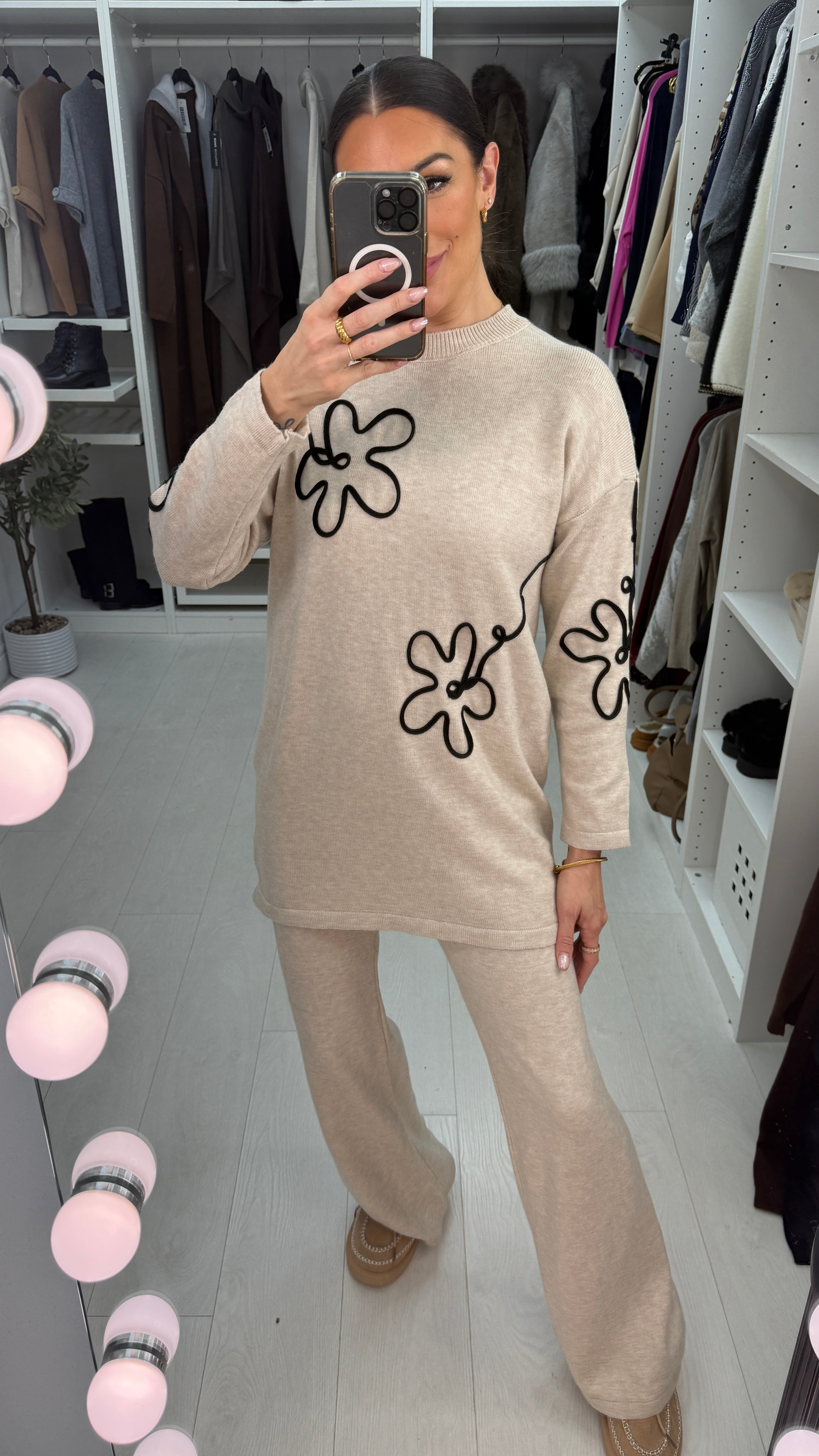 Elora Floral Stitch Detailed Loungewear Set