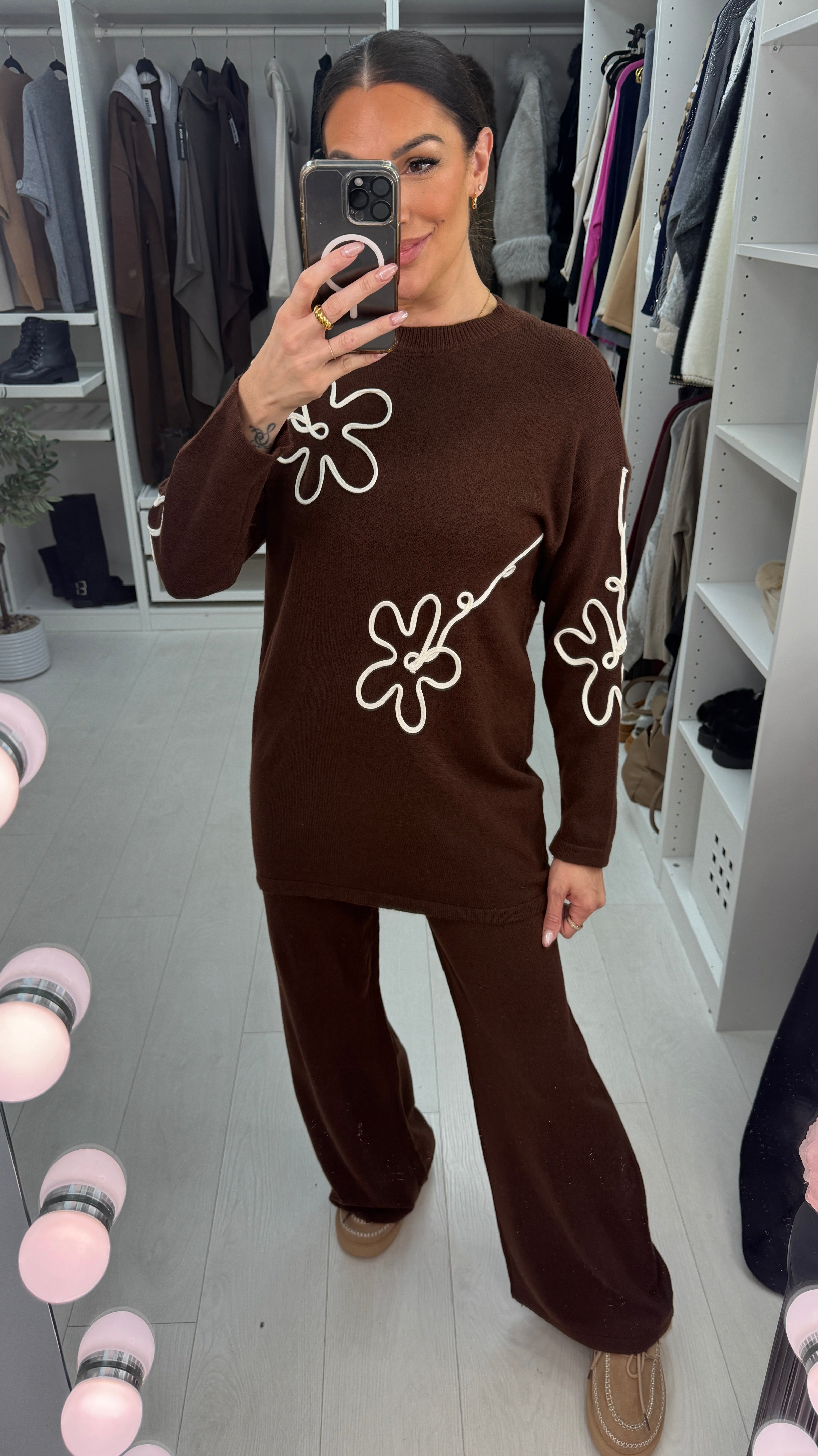 Elora Floral Stitch Detailed Loungewear Set